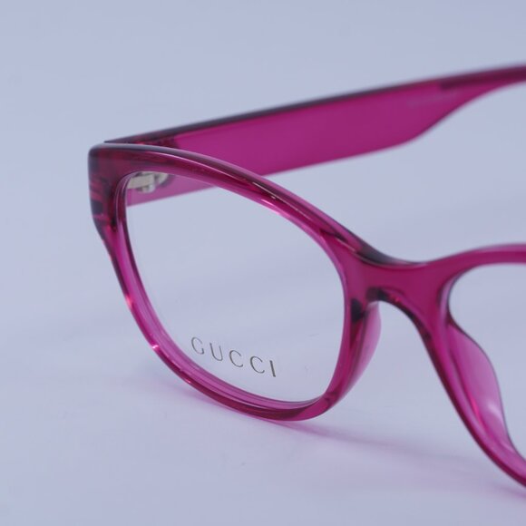 Gucci GG0717O 008 Eyeglasses Transparent Pink 51mm Rectangle Frame - Picture 3 of 11